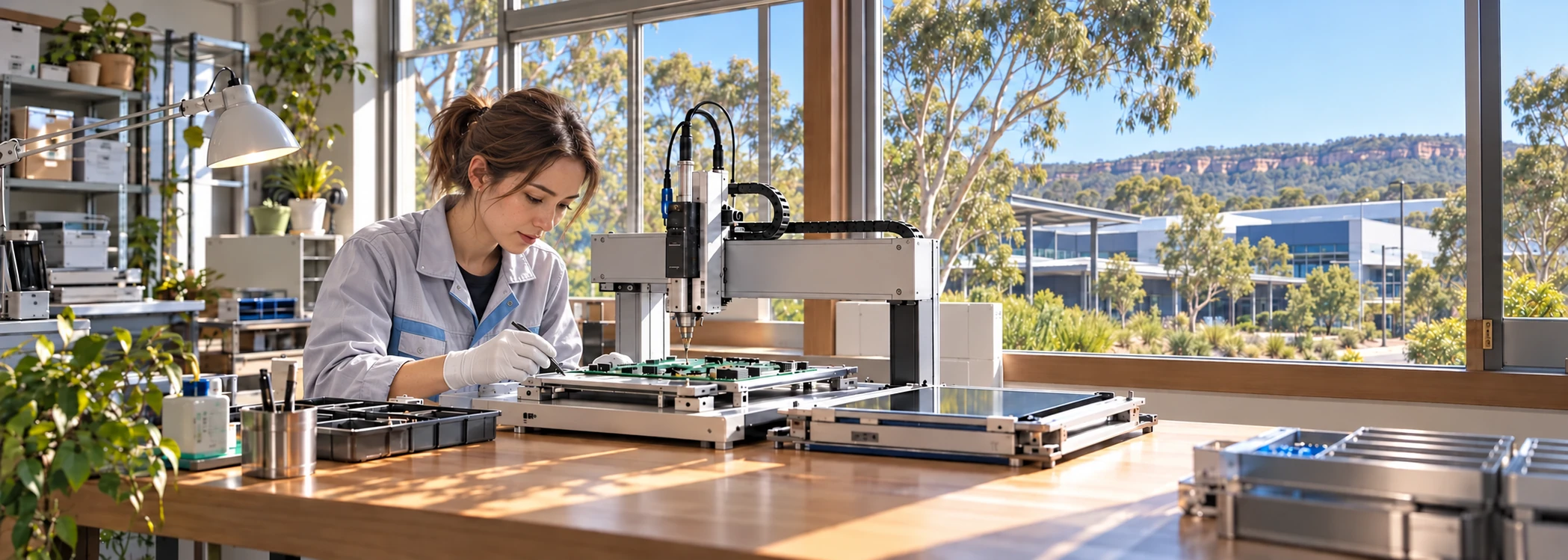Application illustration of precision dispensing for electronic components in Australia
